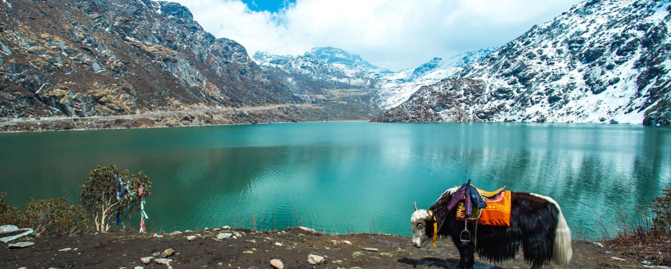 Tsomgo Lake Sikkim surrounded by snow